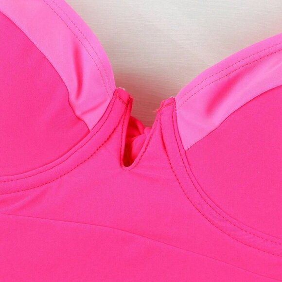 Pink Contemporary Women's European Sexy Spliced Color One-Piece Swimsuit - Picture 4 of 6